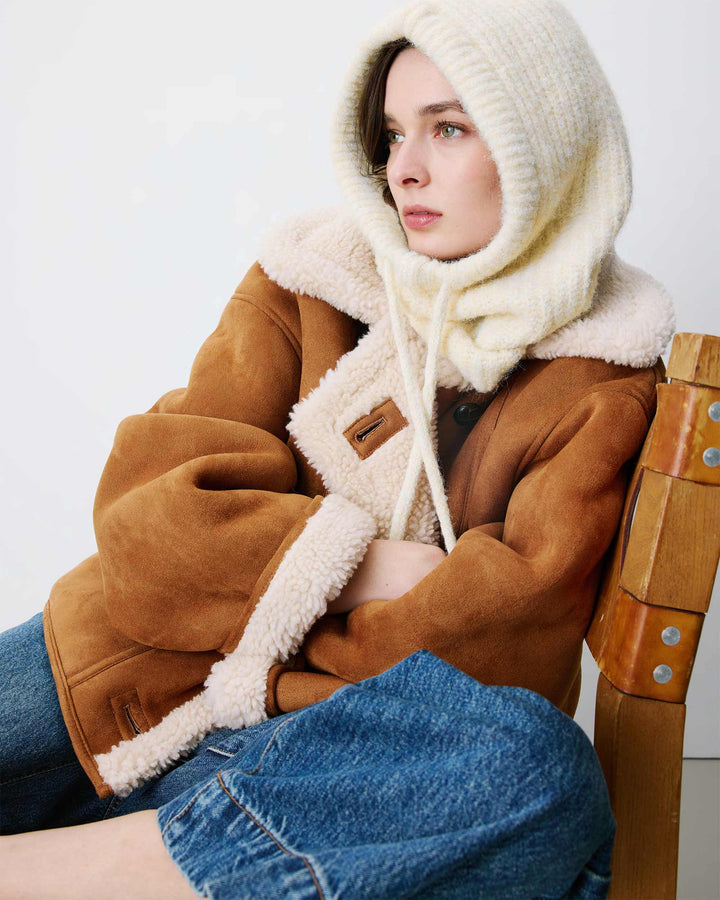 Cagoule en laine mélangée vanille Samourai