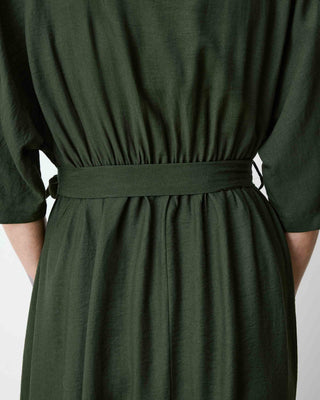 Robe longue évasée col V croisé kaki Amelia