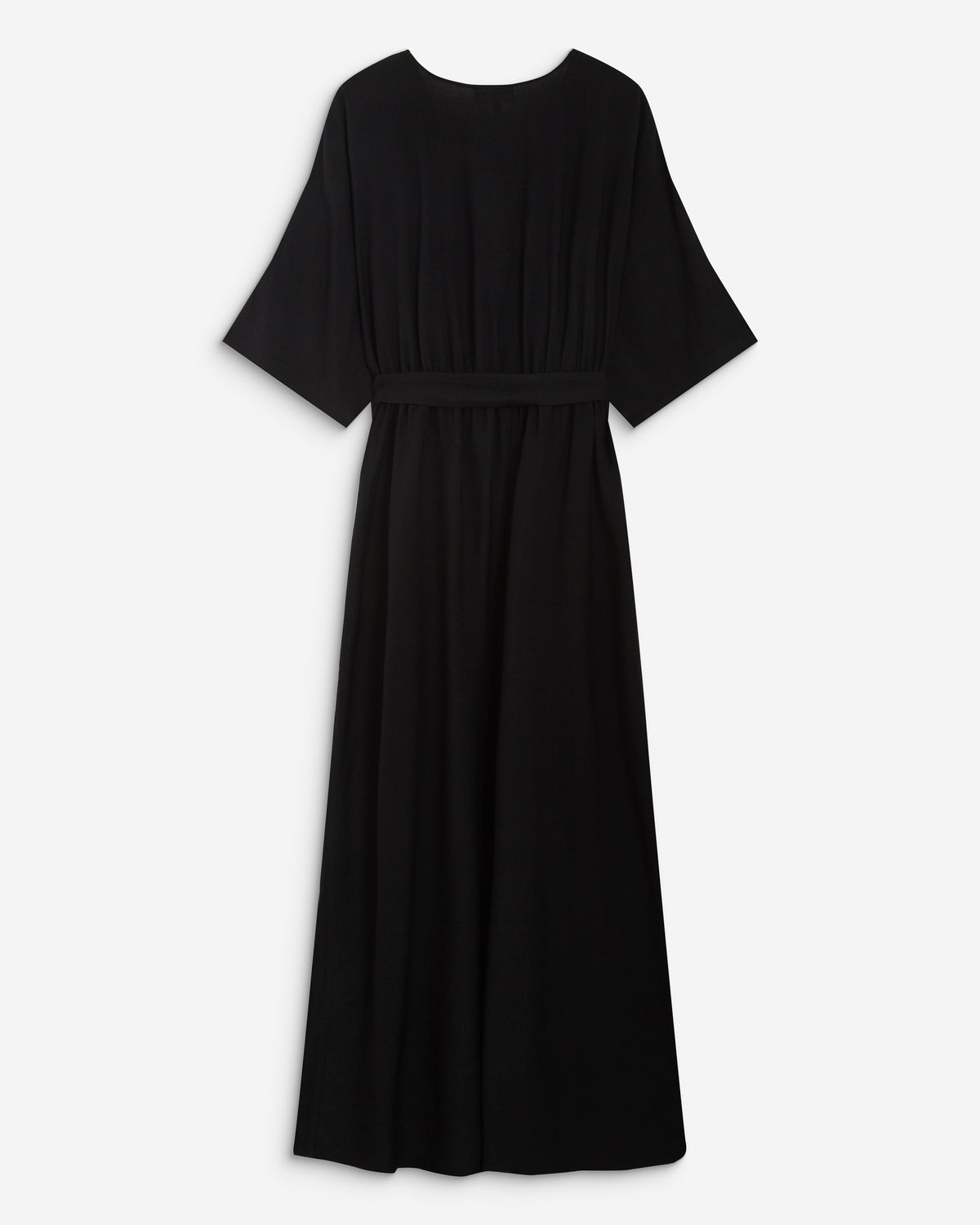 Robe longue évasée col V croisé noir Amelia