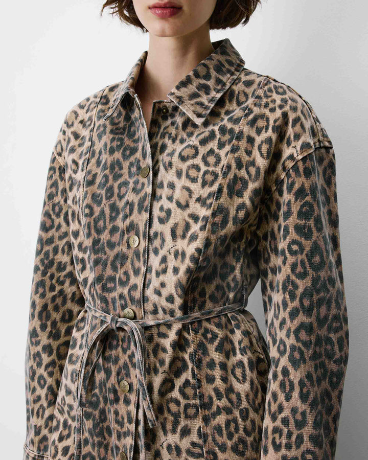 Short denim shirt dress with pattern leo Alizee