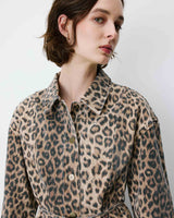 Short denim shirt dress with pattern leo Alizee