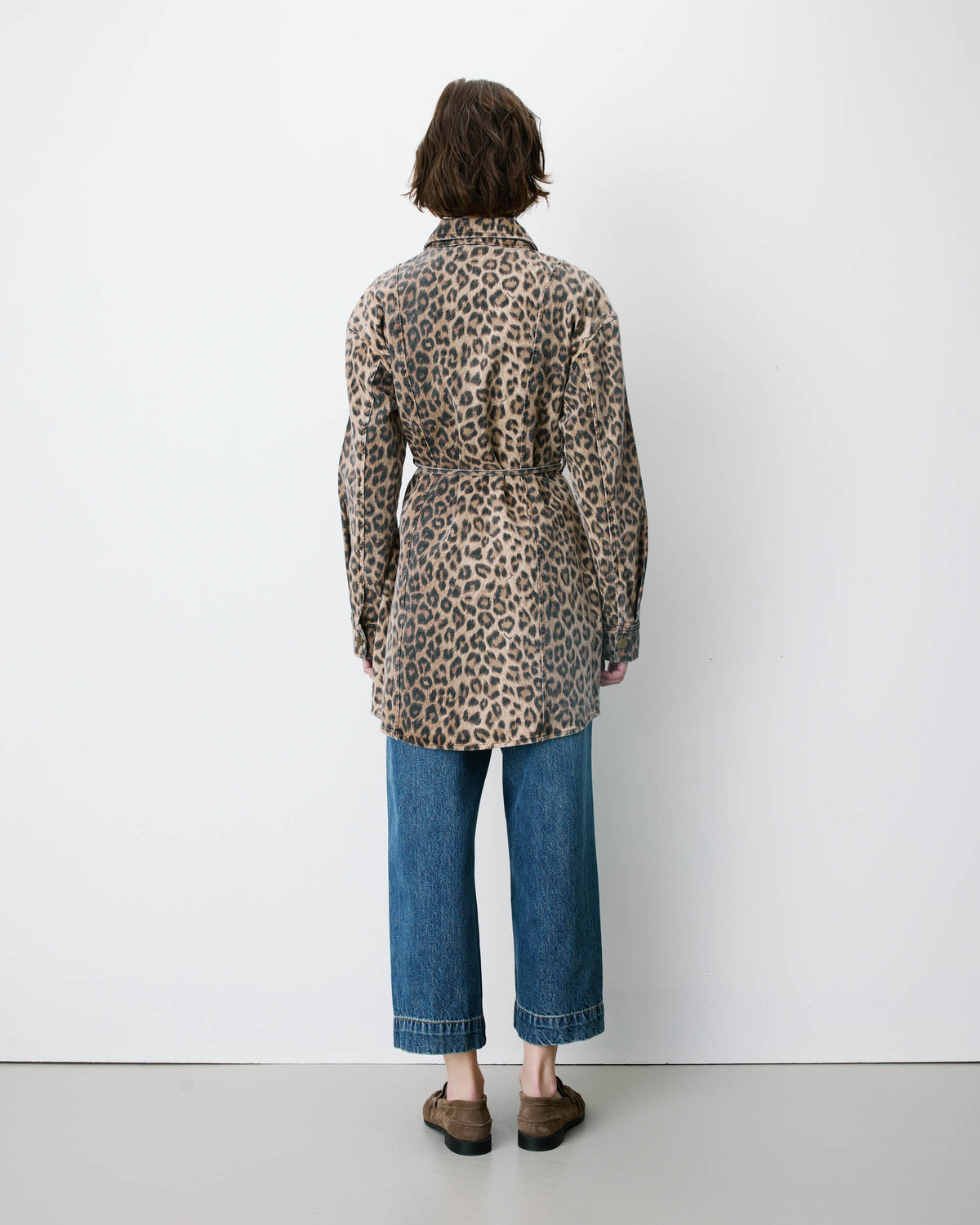 Short denim shirt dress with pattern leo Alizee
