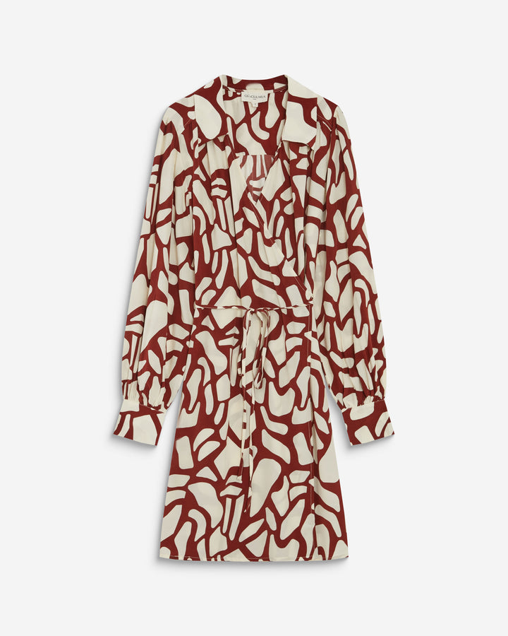 Short wrap dress with pattern terracotta Anika