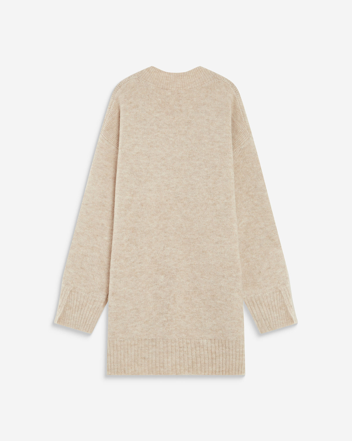 Robe pull courte oversize col V beige Airina