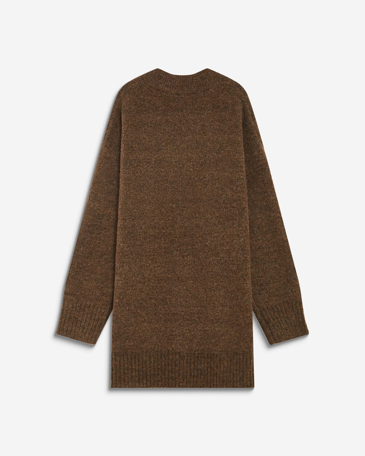 Robe pull courte oversize col V chocolat Airina