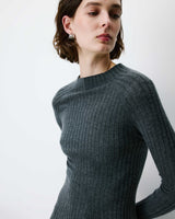 Robe pull longue col montant anthracite Alexandra