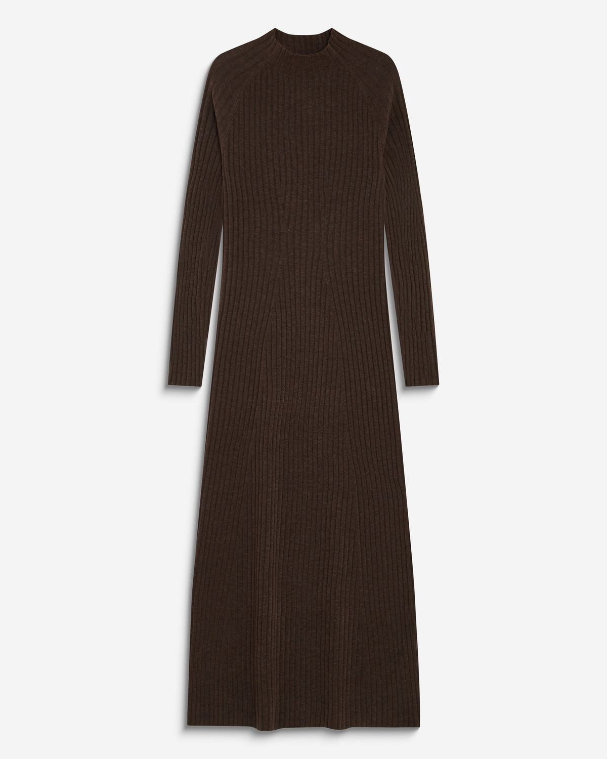 Robe pull longue col montant chocolat Alexandra