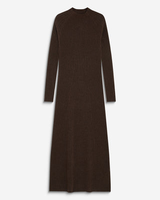 Robe pull longue col montant chocolat Alexandra