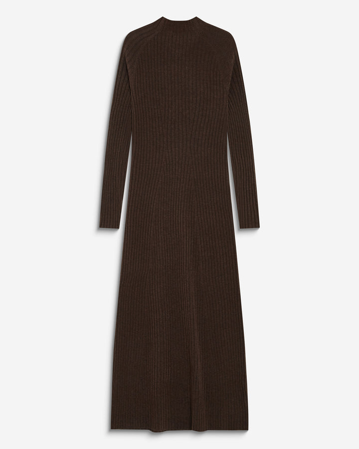 Robe pull longue col montant chocolat Alexandra