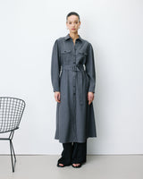 Robe chemise longue cintrée à la taille anthracite Arella