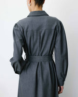 Robe chemise longue cintrée à la taille anthracite Arella