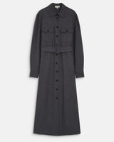 Robe chemise longue cintrée à la taille anthracite Arella