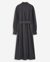 Robe chemise longue cintrée à la taille anthracite Arella