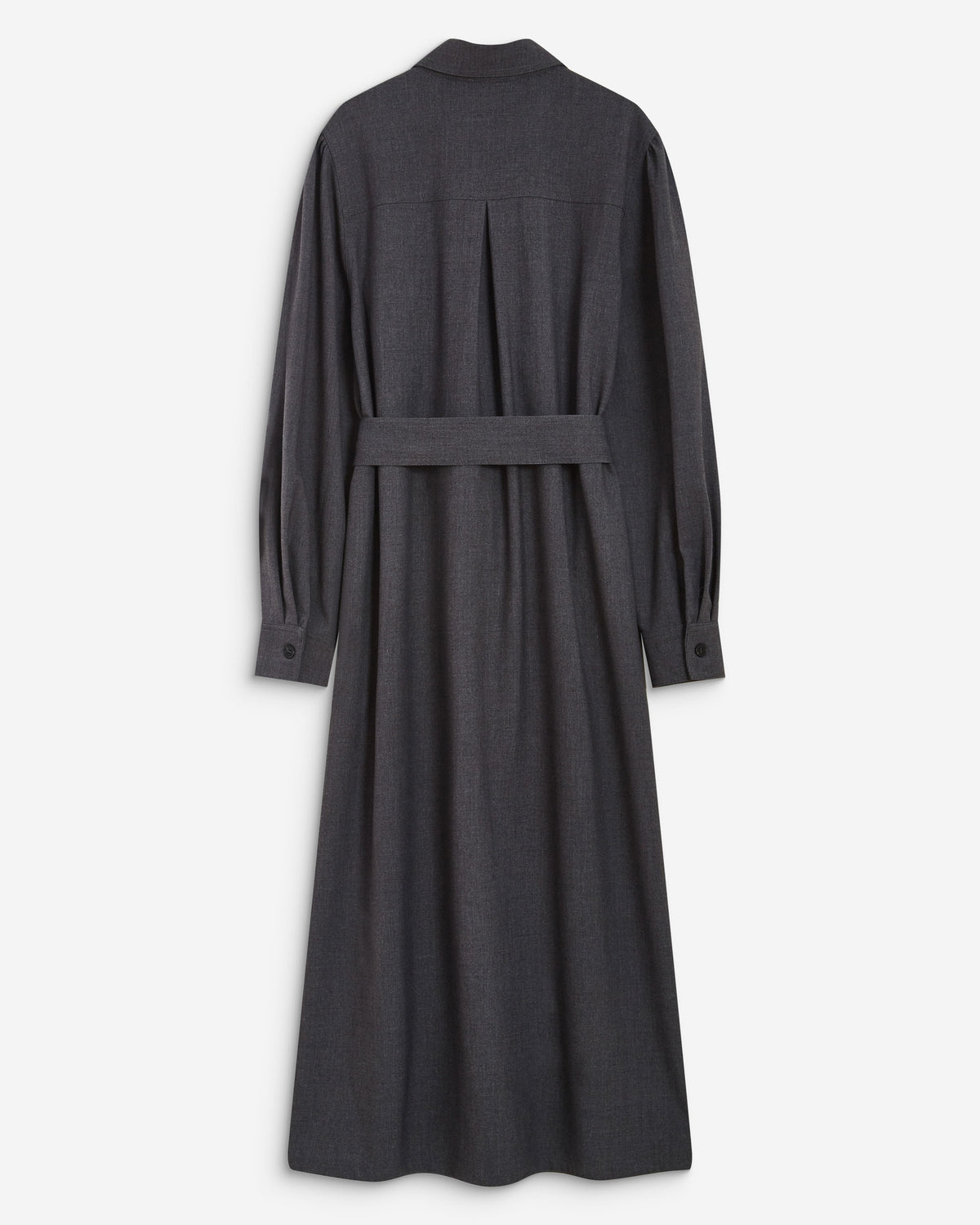 Robe chemise longue cintrée à la taille anthracite Arella