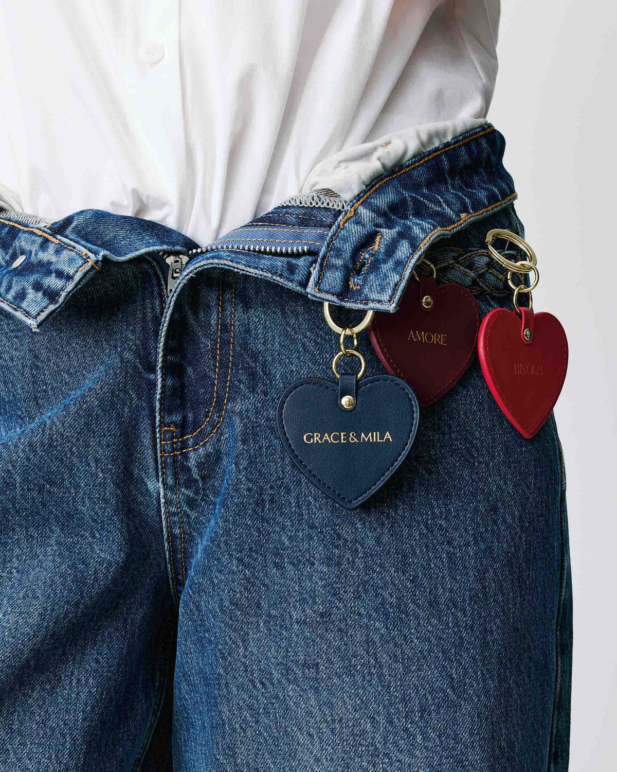 Porte-clés cœur en cuir cherry Aria