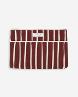 Pochette en toile rayée cherry Alina