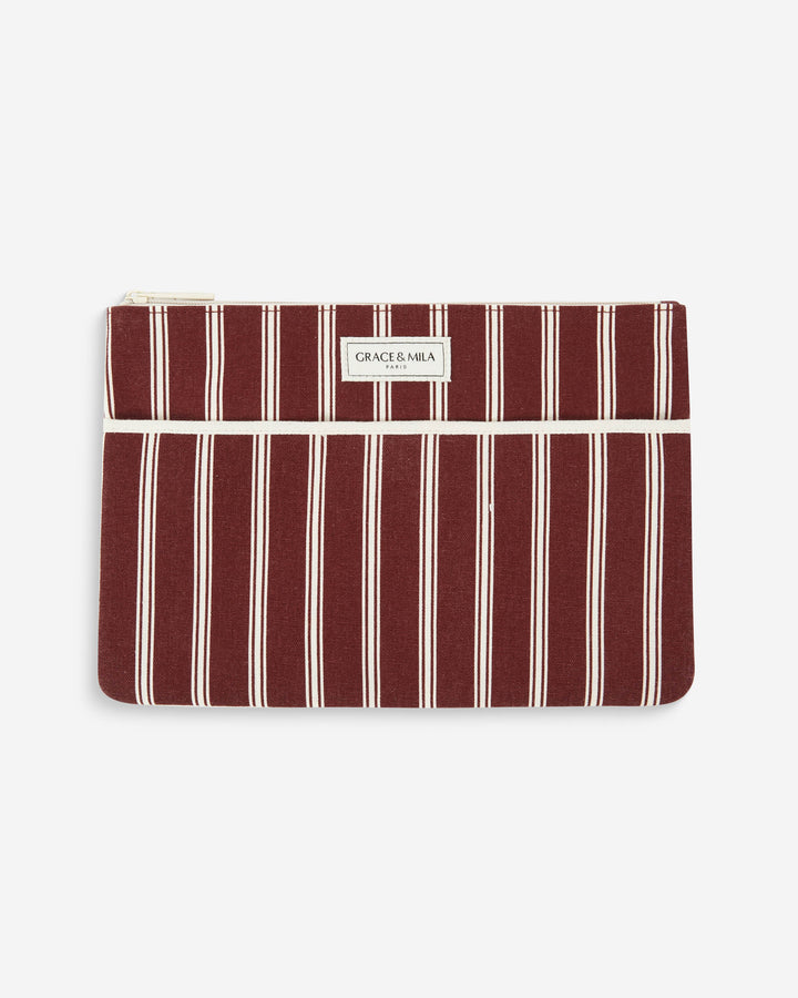 Pochette en toile rayée cherry Alina