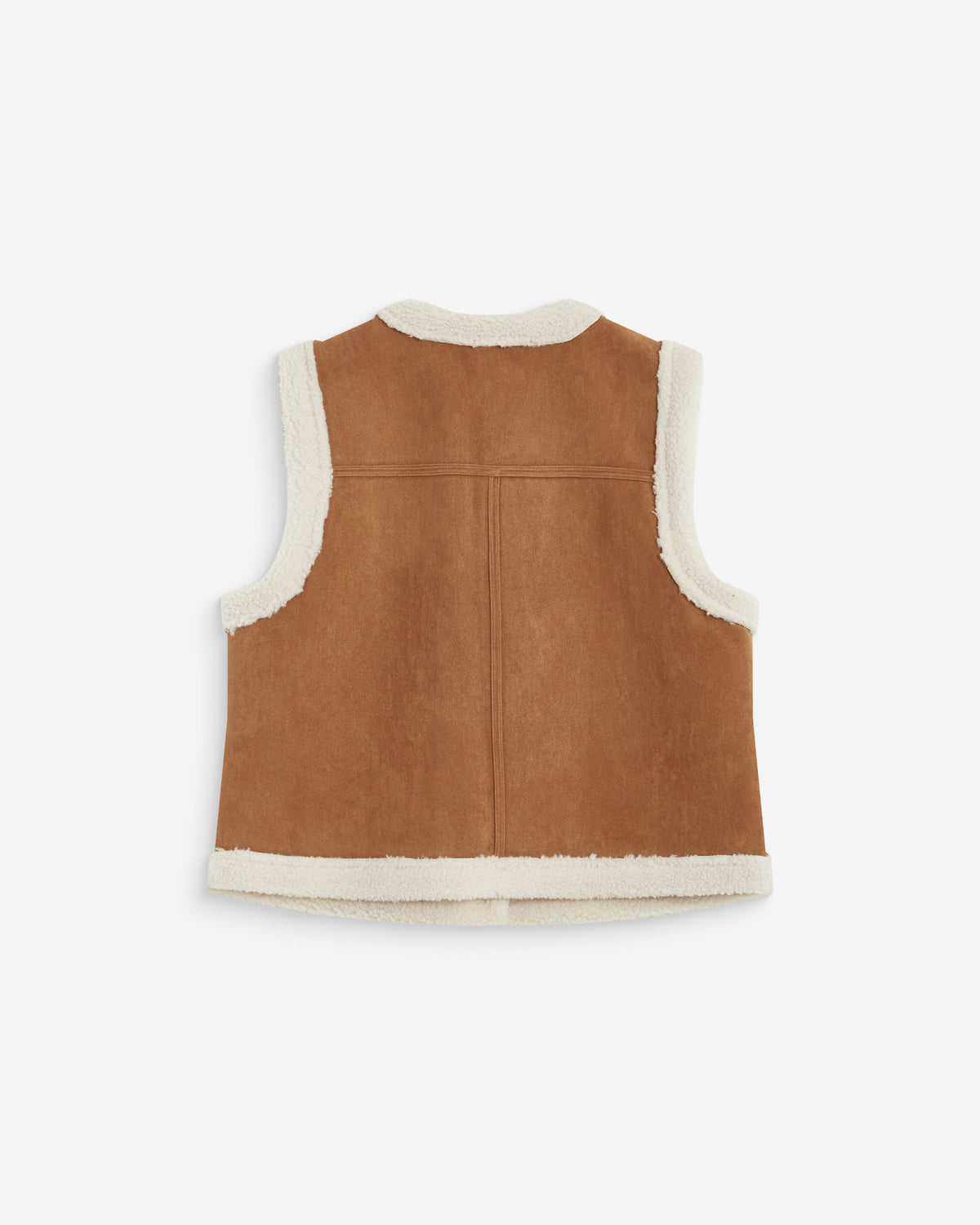 Veste sans manches en fausse shearling col V coffee Anya