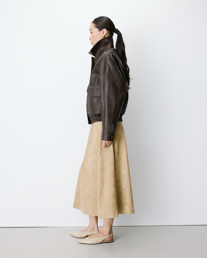 Blouson oversize similicuir à poches chocolat Axel