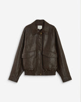 Blouson oversize similicuir à poches chocolat Axel