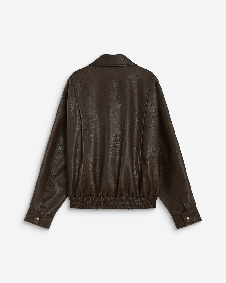 Blouson oversize similicuir à poches chocolat Axel