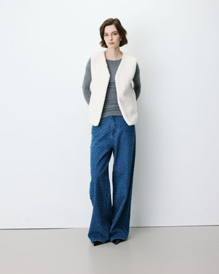 Veste sans manches en fausse shearling ecru Avery