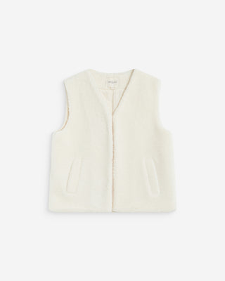 Veste sans manches en fausse shearling ecru Avery