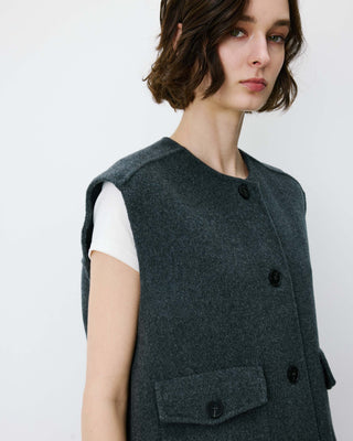 Veste sans manches oversize anthracite Adagio