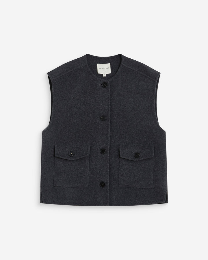 Veste sans manches oversize anthracite Adagio