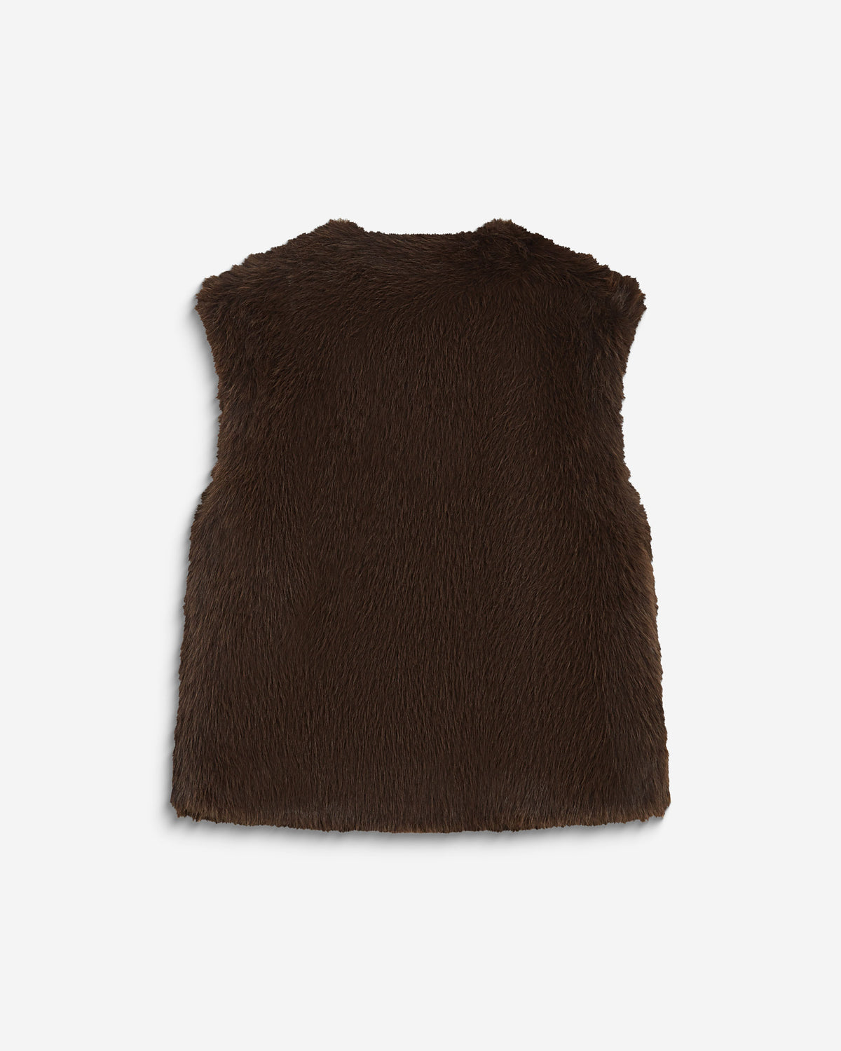 Veste droite sans manches en fausse fourrure chocolat Aelio