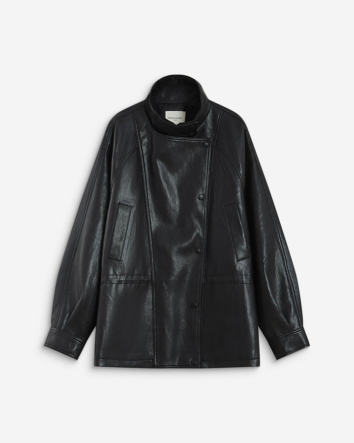 Veste ample similicuir taille ajustable noir Auburn