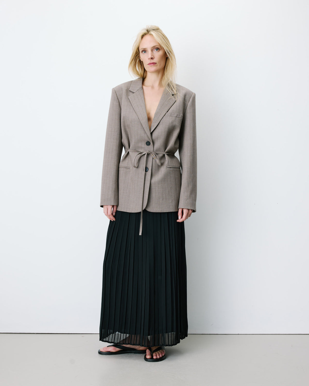 Blazer droit rayé cintré à la taille rayure Acario