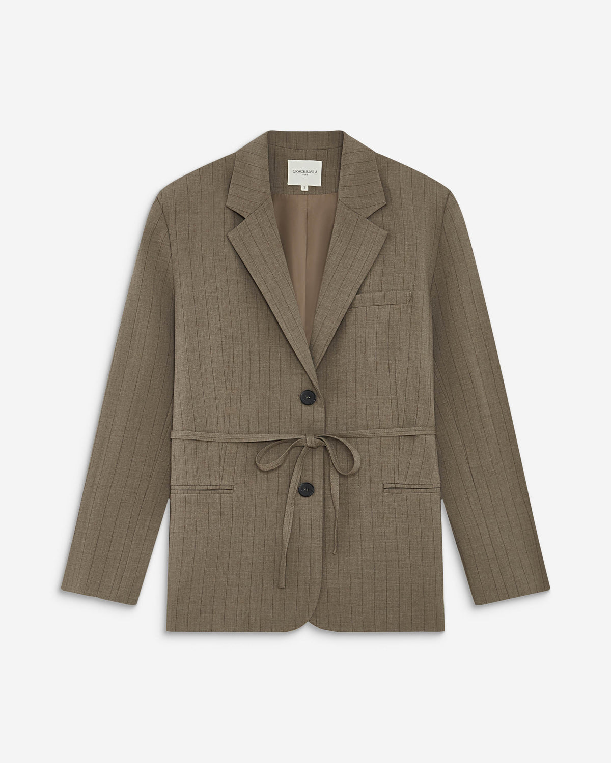 Blazer droit rayé cintré à la taille rayure Acario