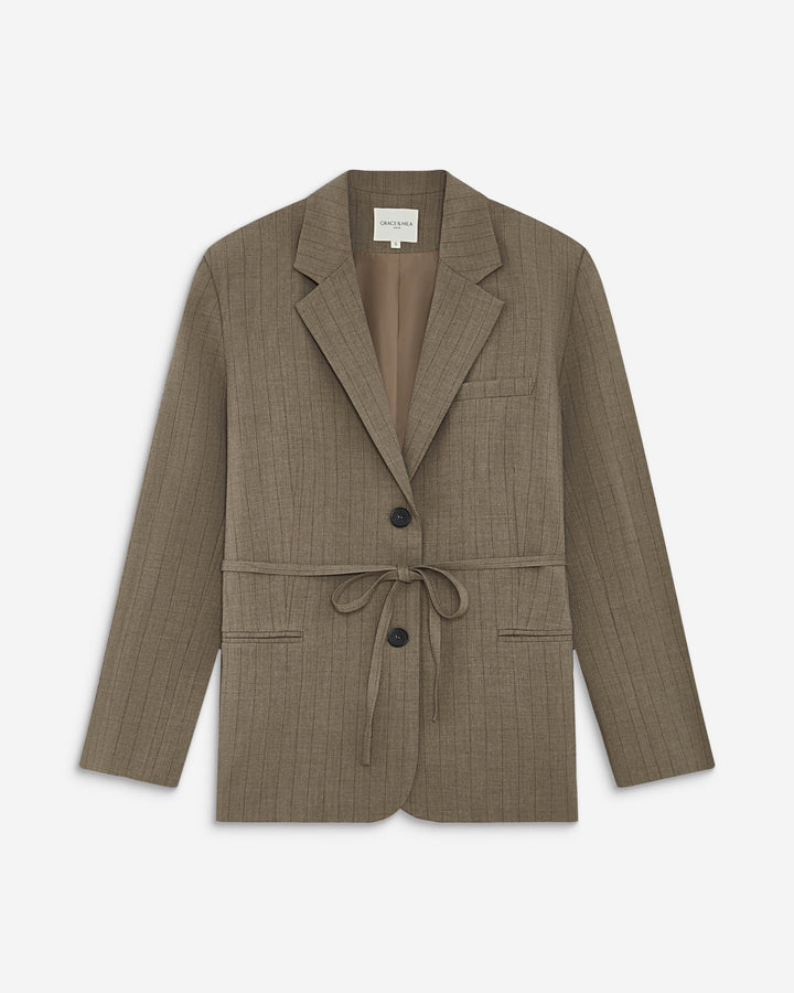 Blazer droit rayé cintré à la taille rayure Acario
