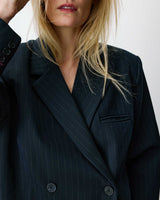 Blazer croisé à rayures marine Auguste
