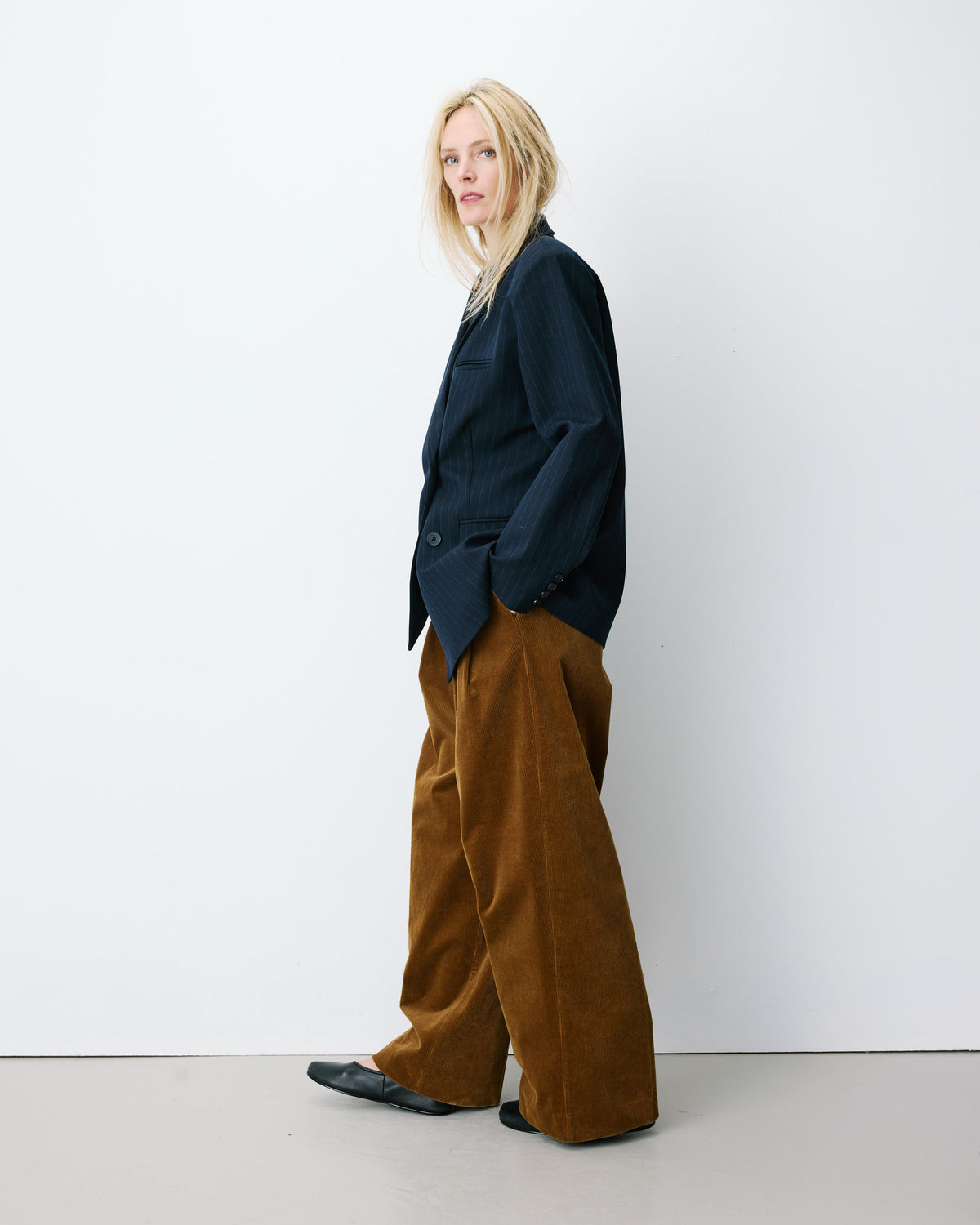 Blazer croisé à rayures marine Auguste