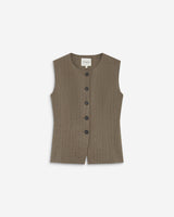 Gilet tailleur rayé col rond boutonné rayure Aristide