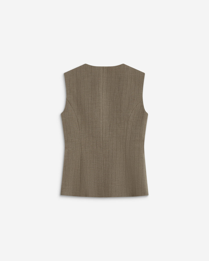 Gilet tailleur rayé col rond boutonné rayure Aristide