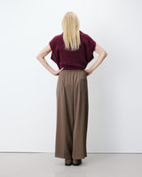 Pantalon fluide jambe large taille mi-haute taupe Noblesse