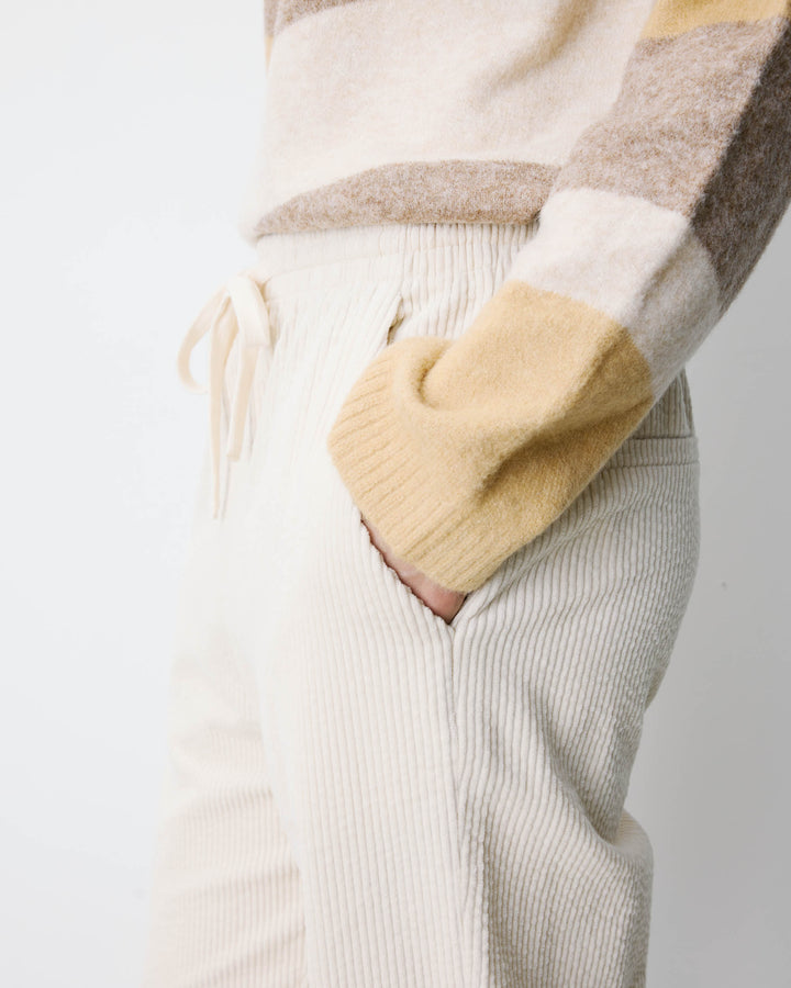 Pantalon velours côtelé taille ajustable ecru Liberty