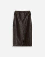 Jupe midi portefeuille similicuir chocolat Aenor