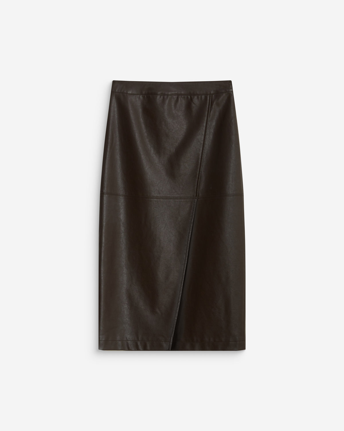 Jupe midi portefeuille similicuir chocolat Aenor