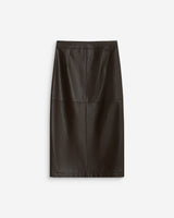 Jupe midi portefeuille similicuir chocolat Aenor
