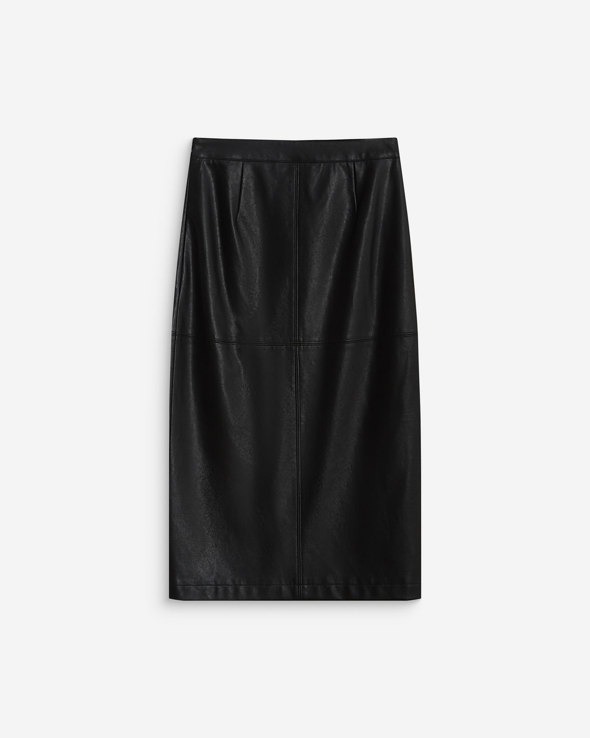 Jupe midi portefeuille similicuir noir Aenor