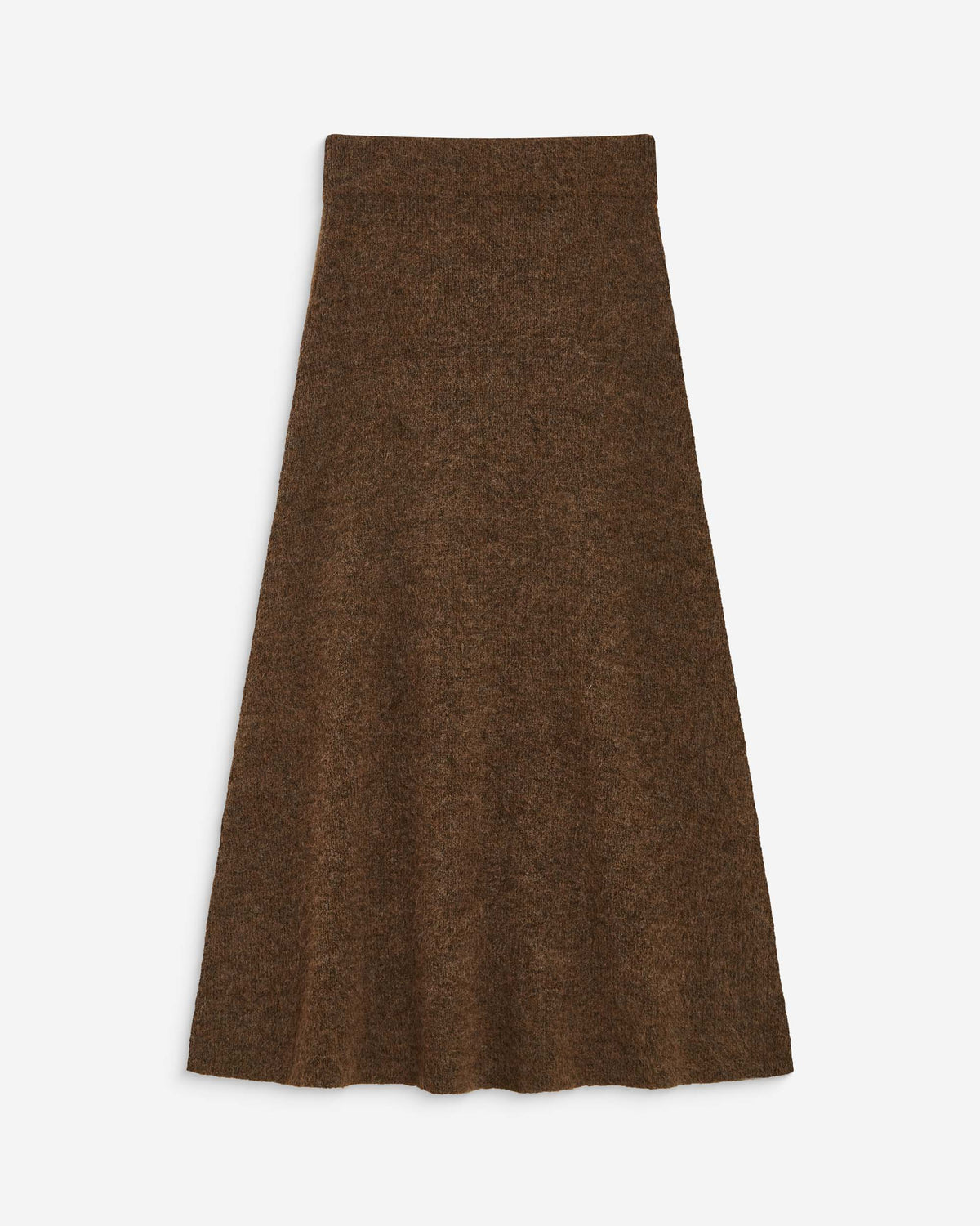 Jupe longue évasée en maille taille haute chocolat Aluna