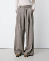 Pantalon tailleur ample ceinture nouable rayure Ardoise