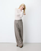 Pantalon tailleur ample ceinture nouable rayure Ardoise