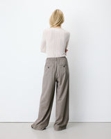 Pantalon tailleur ample ceinture nouable rayure Ardoise