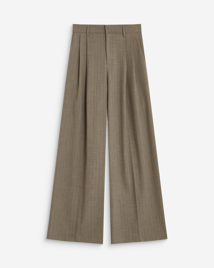 Pantalon tailleur ample ceinture nouable rayure Ardoise