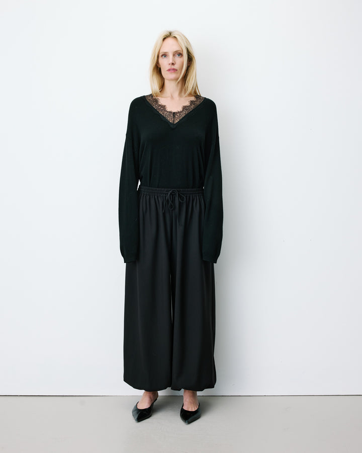 Pantalon ballon taille haute ajustable noir Aniel